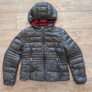 Halifax Traders Down Filled Puffer Coat with Hood Women Large Dark Gray Outdoor